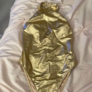 gold one piece/ bodysuit